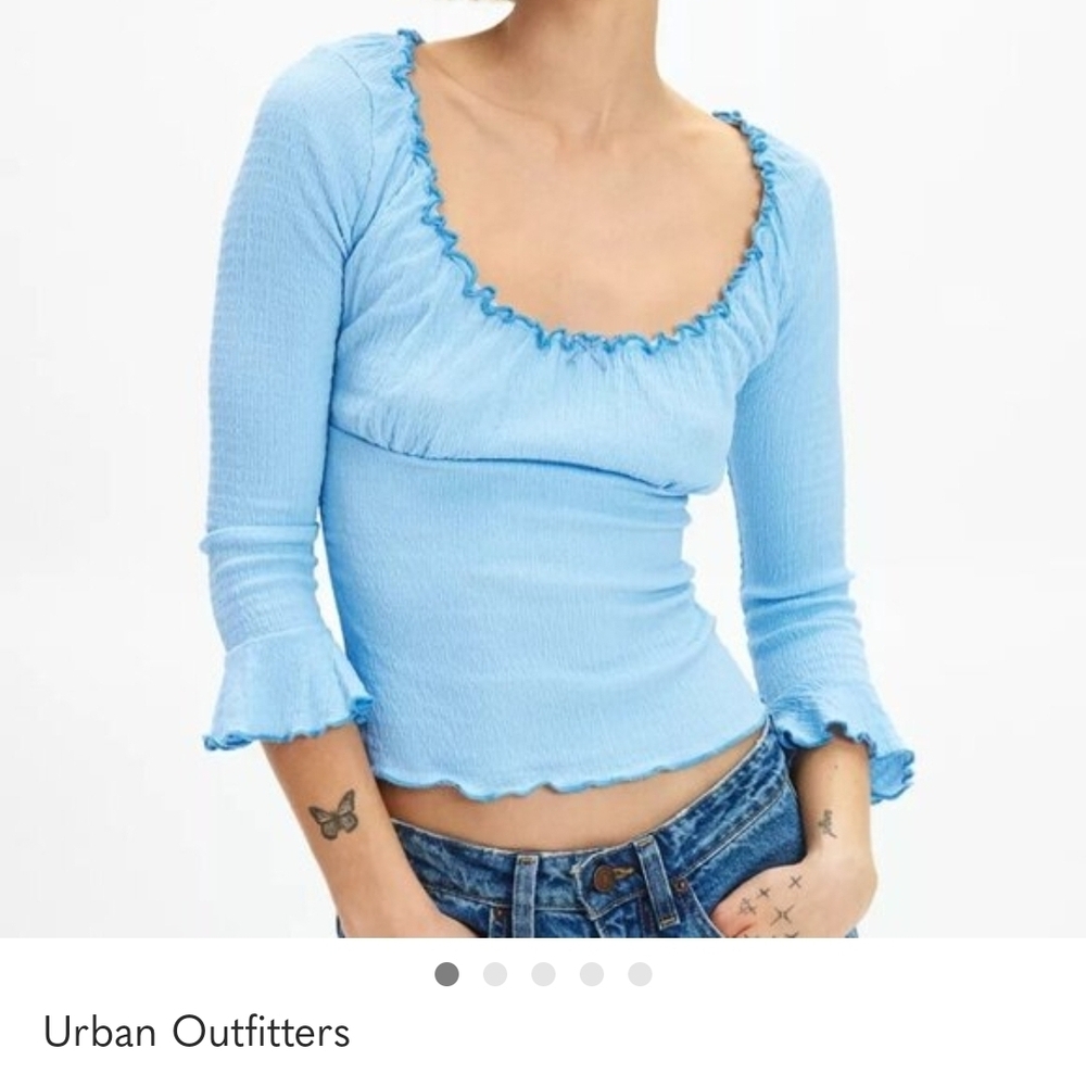 Urban Outfitters Y2K Sky Blue Fairt Ribbed Scoop-Neck Crop Top